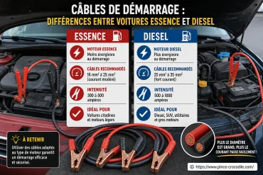 Câbles de démarrage : quelles différences entre voitures essence et diesel ?