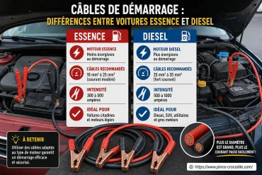 Câbles de démarrage : quelles différences entre voitures essence et diesel ?