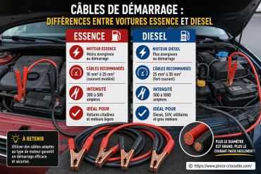 Câbles de démarrage : quelles différences entre voitures essence et diesel ?
