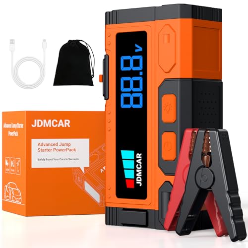 JDMCAR Booster Batterie Voiture 8000A - 14.8V Démarreur Batterie Voiture (jusqu'à9,0L Gaz/8,5L Diesel), Jump Starter avec LED, Booster Pinces Intelligentes, Protections Multiples Auto Moto SUV