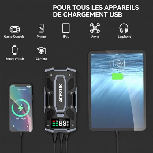 ACEZUK Booster Batterie Voiture 9000A, Démarreur de Batterie