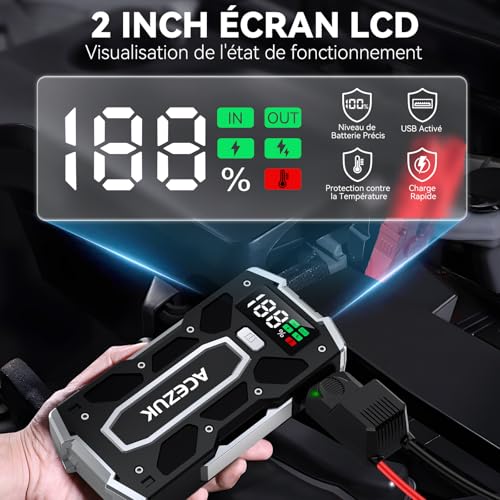 ACEZUK Booster Batterie Voiture 9000A, Démarreur de Batterie