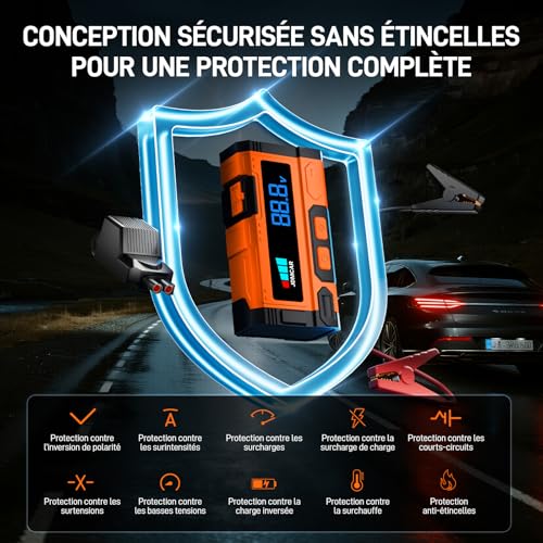JDMCAR Booster Batterie Voiture 8000A - 14.8V Démarreur Batt