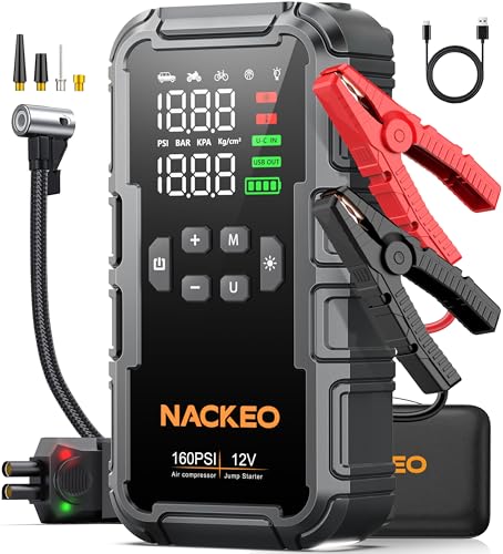 NACKEO Booster Batterie Voiture 8000A avec Compresseur 160PS